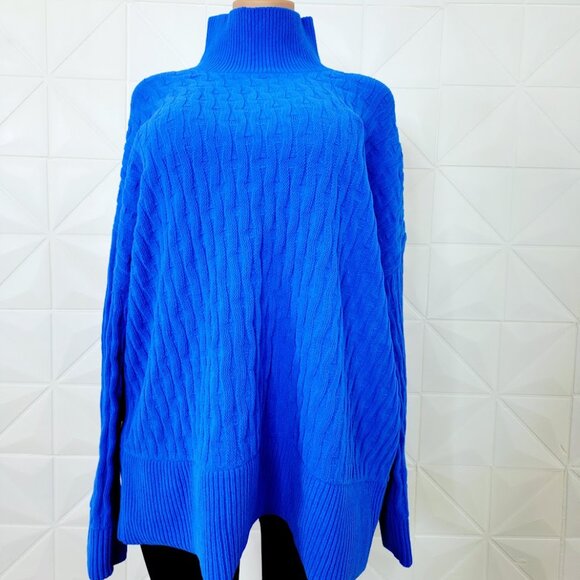 Lululemon Women's Pipe Dream Blue Cable-Knit Relaxed-Fit Turtle Neck Sweater M - Picture 2 of 9